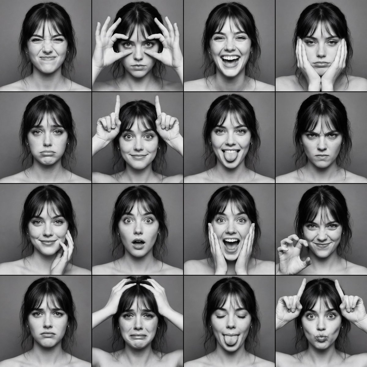 BW photobooth expression grid