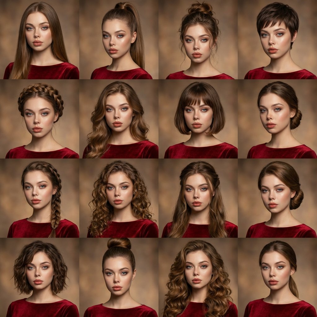 Hairstyle variation collage