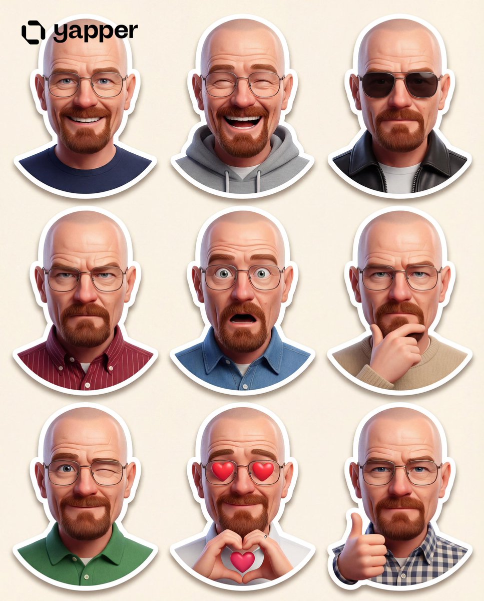 Pixar-style sticker set