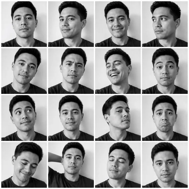 Black and white photobooth expression grid result