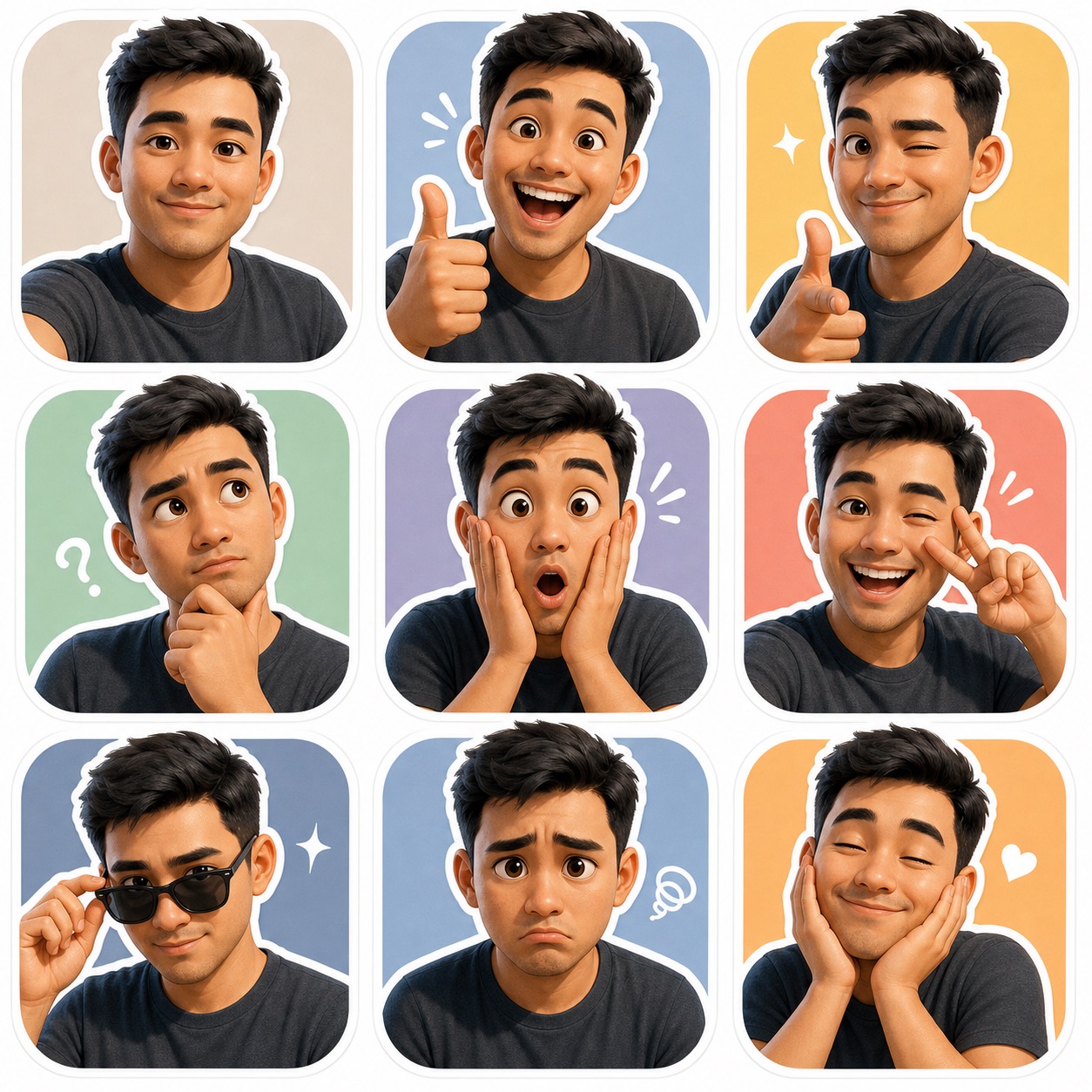 3D character sticker set result