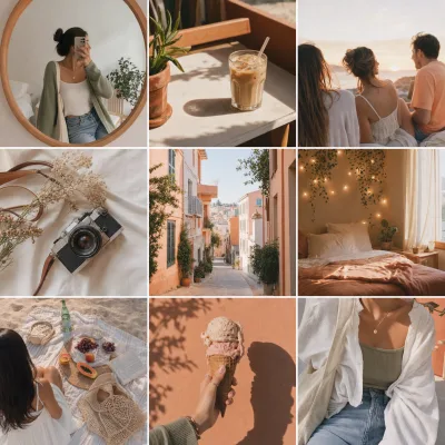 A finished 3x3 grid of nine candid shots